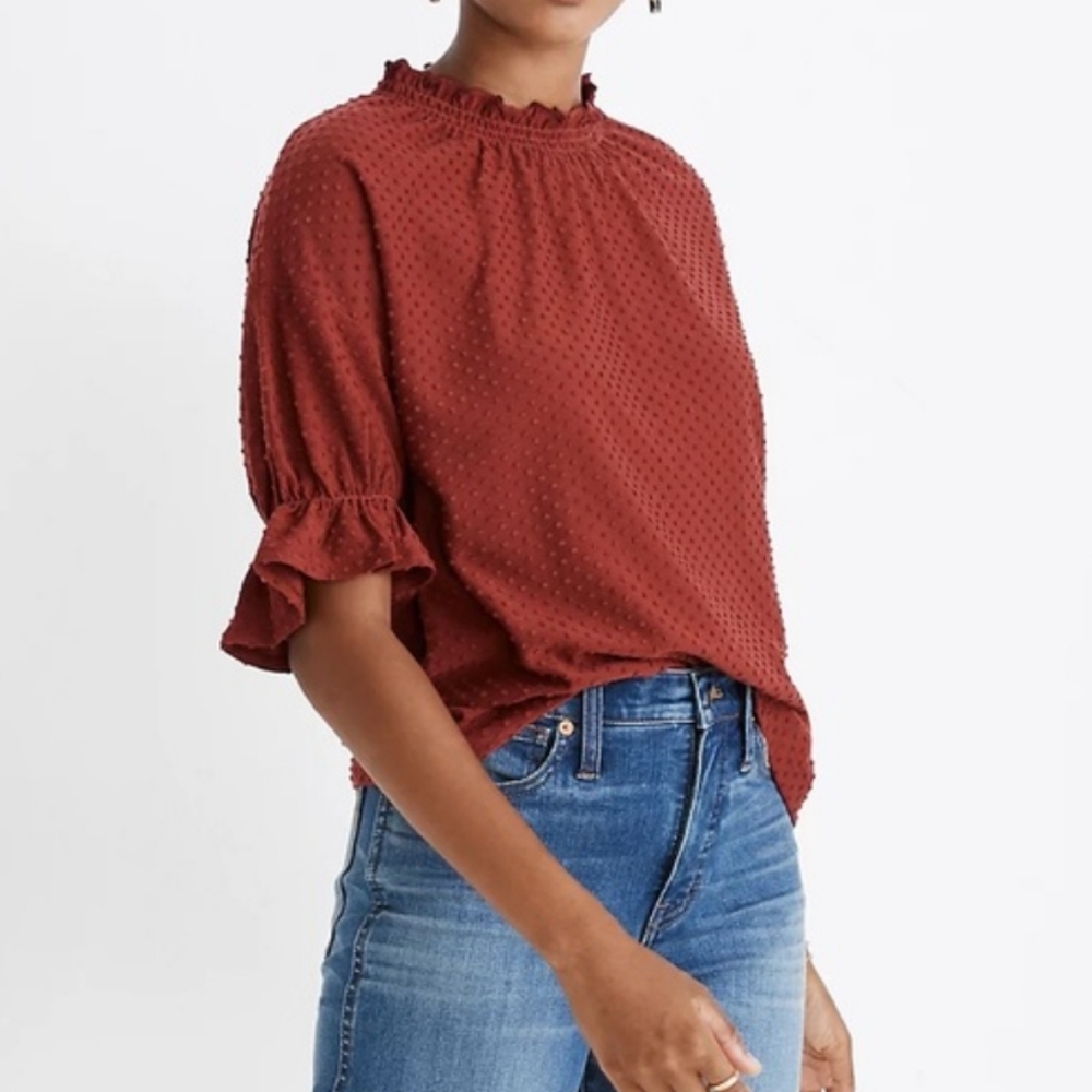 Madewell Texture & Thread Ruffle Top Size Small